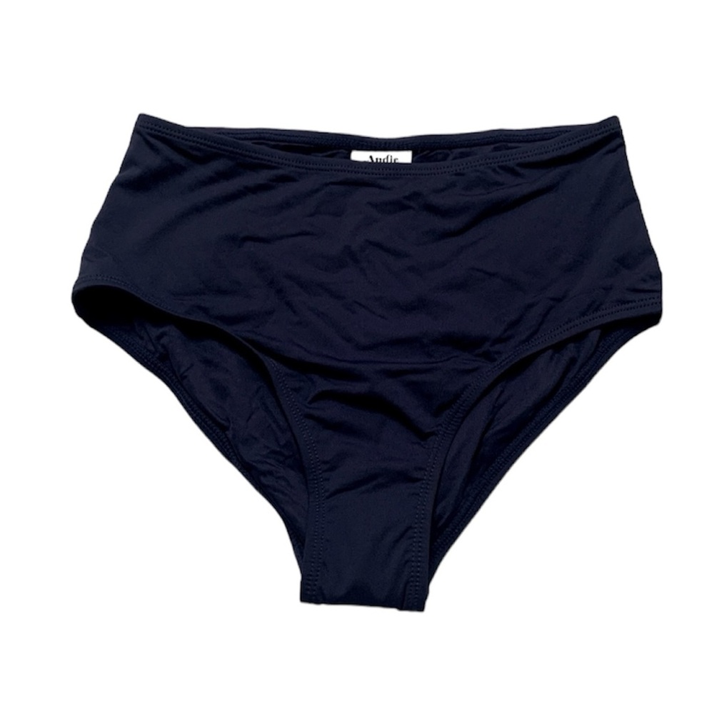 Andie Tummy Support Navy Blue High Waist Full Coverage Bikini Bottom Sz XS NWT